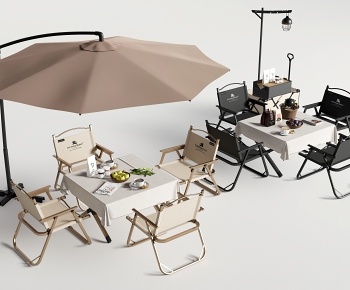 现代户外露营桌椅 遮阳伞3D模型