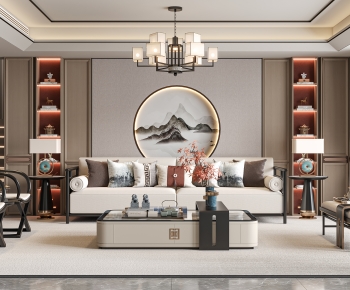 New Chinese Style A Living Room-ID:883661994