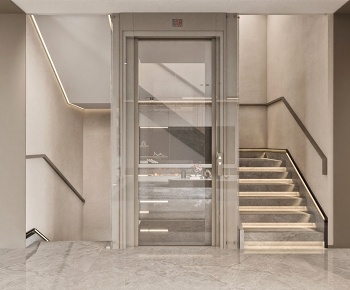 现代楼梯电梯间3D模型