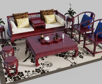 中式沙发茶几组合-ID:517035018
