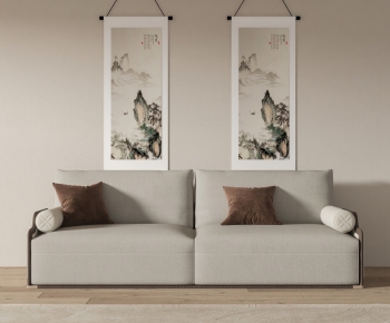 新中式双人沙发 挂画-ID:204385049