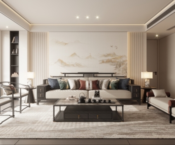 New Chinese Style A Living Room-ID:753660924