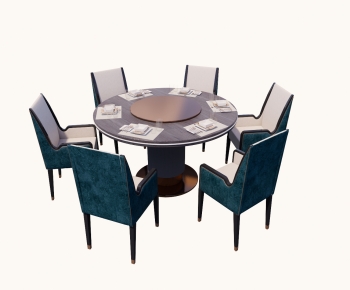 现代新中式圆形餐桌椅组合-ID:264890916