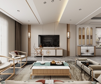 New Chinese Style A Living Room-ID:448214059
