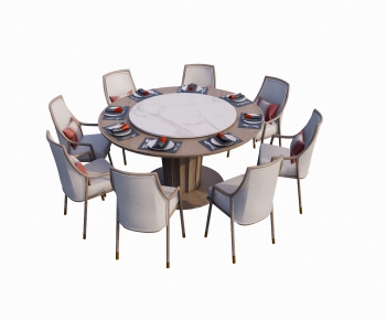 新中式圆形餐桌椅组合-ID:944446091