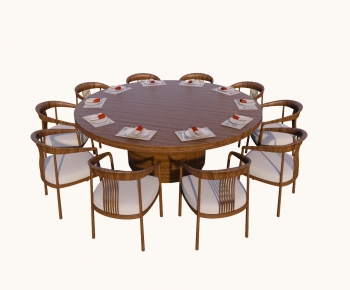 新中式圆形餐桌椅组合-ID:153419027