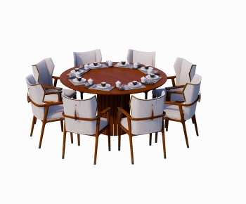 新中式圆形餐桌椅组合-ID:926404007