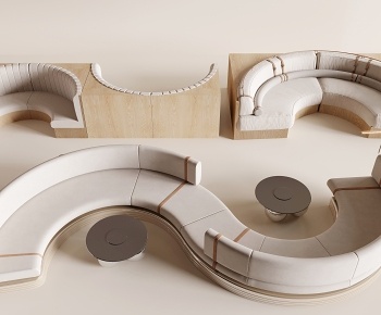 现代弧形卡座沙发3D模型