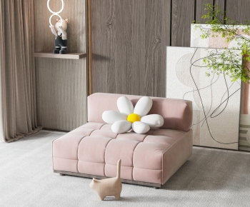 现代粉色单人沙发-ID:213780411