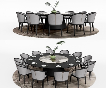 现代新中式圆形餐桌椅组合-ID:573471074