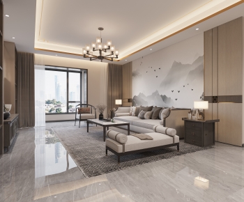 New Chinese Style A Living Room-ID:815301906