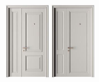 Simple European Style Unequal Double Door-ID:217758899
