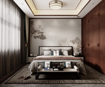 New Chinese Style Bedroom-ID:615699058