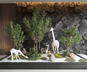 现代植物鹿雕塑景观小品-ID:247303011