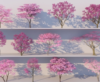 现代粉色樱花树组合-ID:189291956