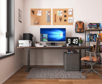 Modern Computer Desk And Chair-ID:856473922