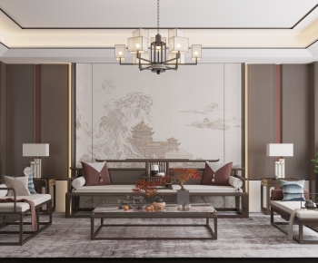 New Chinese Style A Living Room-ID:625664001