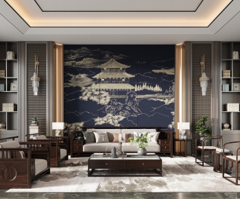 New Chinese Style A Living Room-ID:137059934