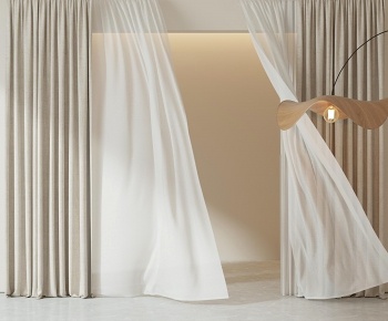 现代侘寂风窗帘3D模型
