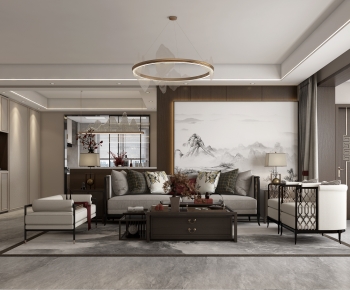 New Chinese Style A Living Room-ID:758914954