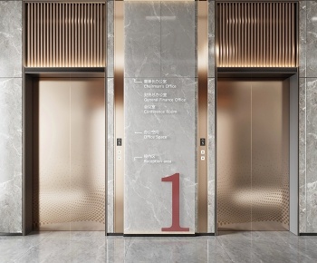 现代电梯厅 电梯3D模型