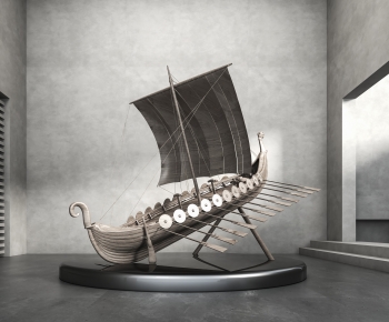 现代抽象木船艺术品雕塑摆件-ID:704436069