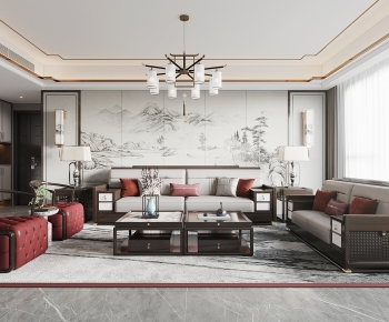 New Chinese Style A Living Room-ID:213028918