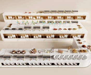 现代自助餐工作台3D模型