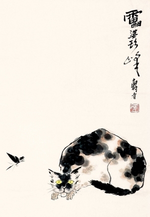 中式写意国画猫挂画-ID:5803344