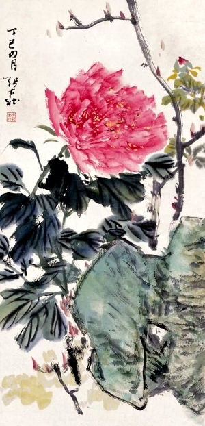 中式写意国画牡丹挂画-ID:5803347