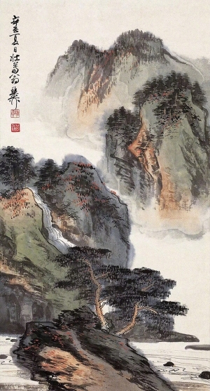 中式写意国画山水挂画-ID:5803378