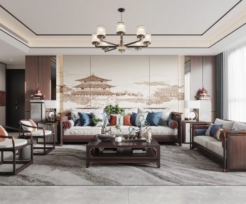 New Chinese Style A Living Room-ID:460385087