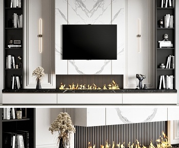 现代电视柜背景墙3D模型