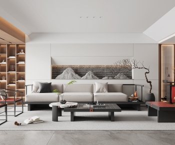 New Chinese Style A Living Room-ID:631539845