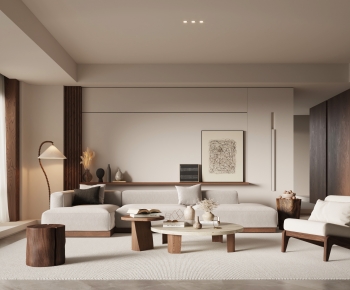 Modern Wabi-sabi Style A Living Room-ID:517821073