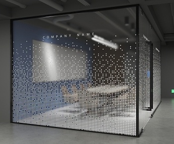 现代磨沙玻璃贴文化墙3D模型