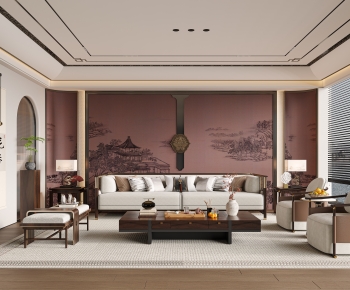 New Chinese Style A Living Room-ID:433459396