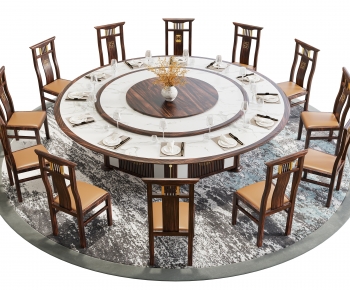 新中式圆形餐桌椅组合-ID:266563895