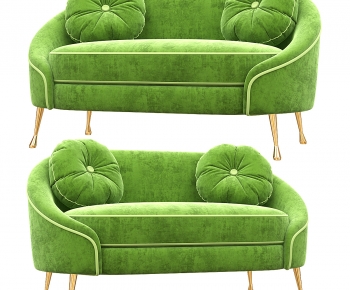 现代绿色双人沙发-ID:589474928