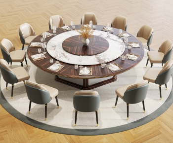 新中式圆形餐桌椅组合-ID:668709992