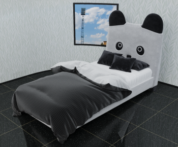 现代黑色熊猫儿童床-ID:471070056
