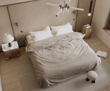 Modern Wabi-sabi Style Double Bed-ID:344198943