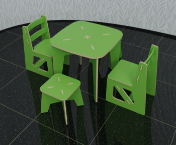 现代卡通房绿色儿童桌椅-ID:442750935