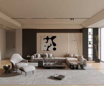 Modern Wabi-sabi Style A Living Room-ID:123625048