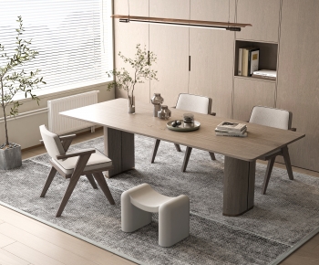 Modern Wabi-sabi Style Dining Table And Chairs-ID:929870634