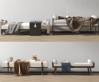 新中式沙发凳 床尾凳3D模型