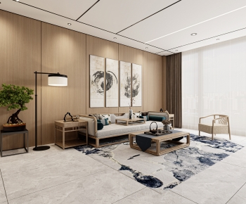 New Chinese Style A Living Room-ID:993782041