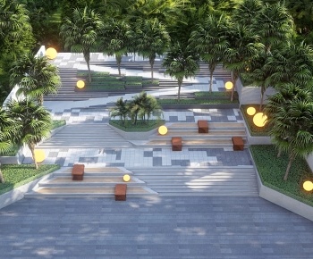 现代公园台阶景观3D模型
