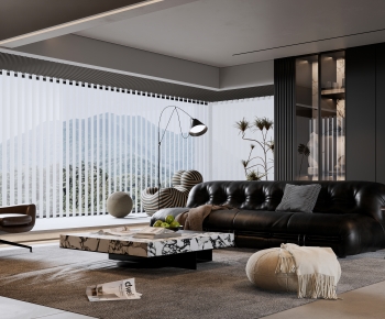 Modern Wabi-sabi Style A Living Room-ID:596308954