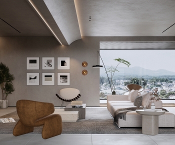 Modern Wabi-sabi Style A Living Room-ID:499938019
